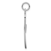 14K White Gold Ankh Cross Pendant with Polished Rhodium Finish